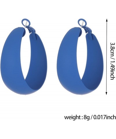 Colorful Candy Round Circle Lightweight C Shape Hoop Earrings for Women Girls Exaggerate Big Summer Earrings blue $7.27 Earrings