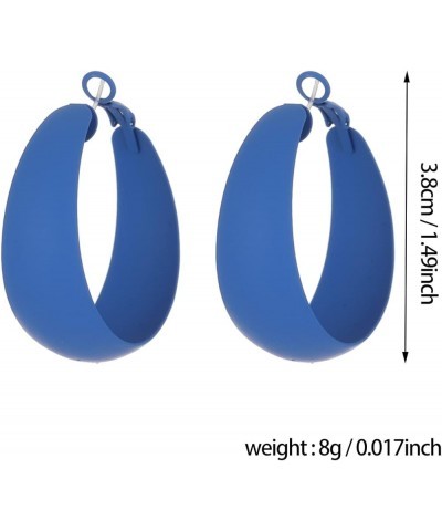 Colorful Candy Round Circle Lightweight C Shape Hoop Earrings for Women Girls Exaggerate Big Summer Earrings blue $7.27 Earrings