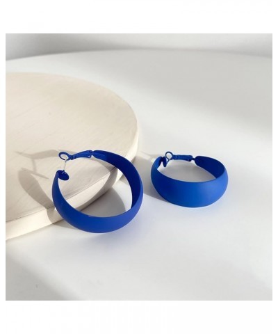 Colorful Candy Round Circle Lightweight C Shape Hoop Earrings for Women Girls Exaggerate Big Summer Earrings blue $7.27 Earrings