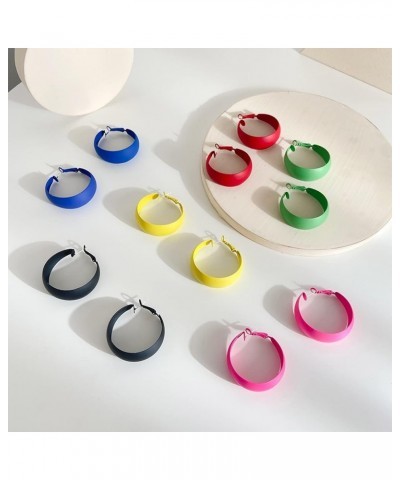 Colorful Candy Round Circle Lightweight C Shape Hoop Earrings for Women Girls Exaggerate Big Summer Earrings blue $7.27 Earrings