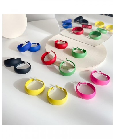 Colorful Candy Round Circle Lightweight C Shape Hoop Earrings for Women Girls Exaggerate Big Summer Earrings blue $7.27 Earrings