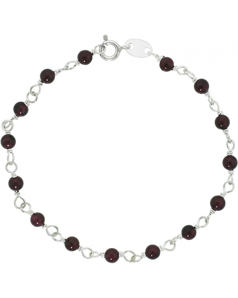 Sterling Silver Natural Garnet Bead Necklace Bracelet Anklet 4 mm Wire Wrapped Handmade 7.0 Inches $11.28 Necklaces