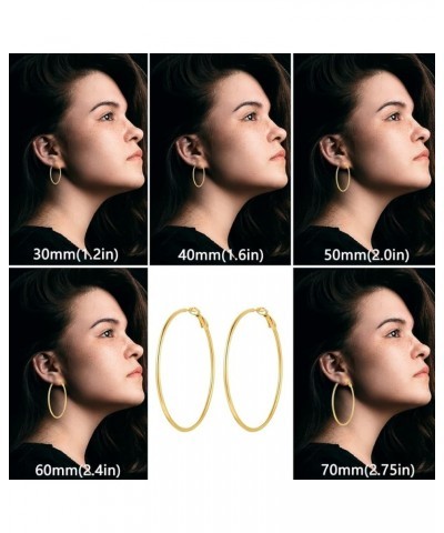 Big Hoop Earrings for Women Stainless Steel Hypoallergenic 14K Gold/Rose Gold/Black/Silver Hoop Earrings, 40mm/50mm/60mm/70mm...