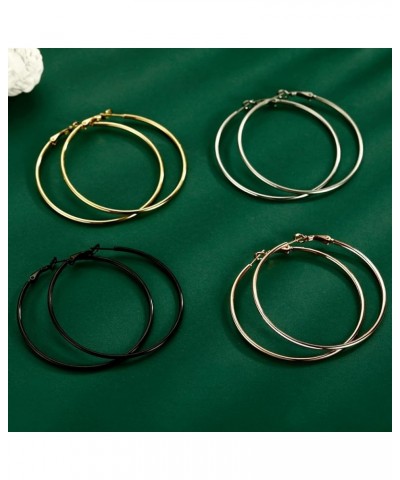 Big Hoop Earrings for Women Stainless Steel Hypoallergenic 14K Gold/Rose Gold/Black/Silver Hoop Earrings, 40mm/50mm/60mm/70mm...