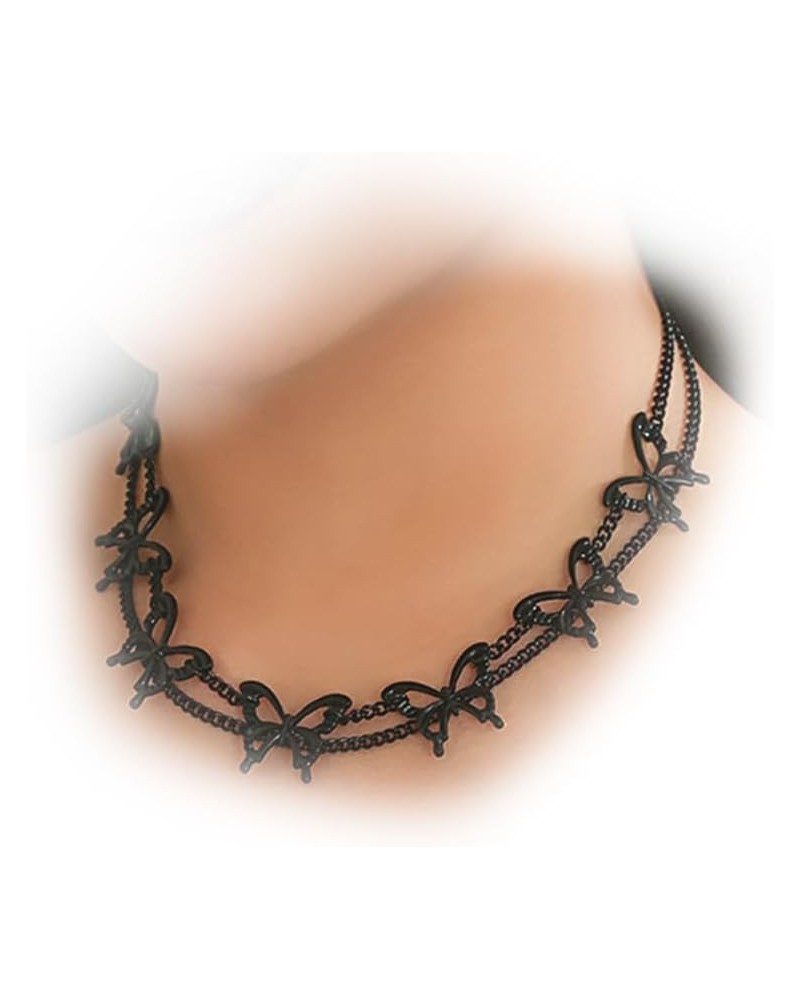 Black Gothic Butterfly Chain Collar Necklace Punk Choker Necklace Vintage Choker Jewelry Necklace for Women Costume $9.11 Nec...