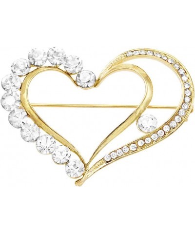 Women's Queen Of Hearts Sparkling Glass Crystal Rhinestone Valentines Day Heart Brooch Pin, 2 Clear Crystal Gold Tone $12.60 ...