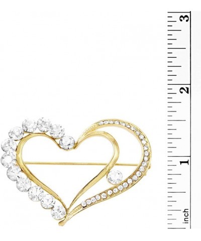 Women's Queen Of Hearts Sparkling Glass Crystal Rhinestone Valentines Day Heart Brooch Pin, 2 Clear Crystal Gold Tone $12.60 ...