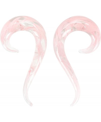 2 PC Glass Ear Tapers Plugs 8G-00G Seahorse Spiral Gauges Piercing Jewelry Set 4G(5mm) Pink $8.63 Body Jewelry