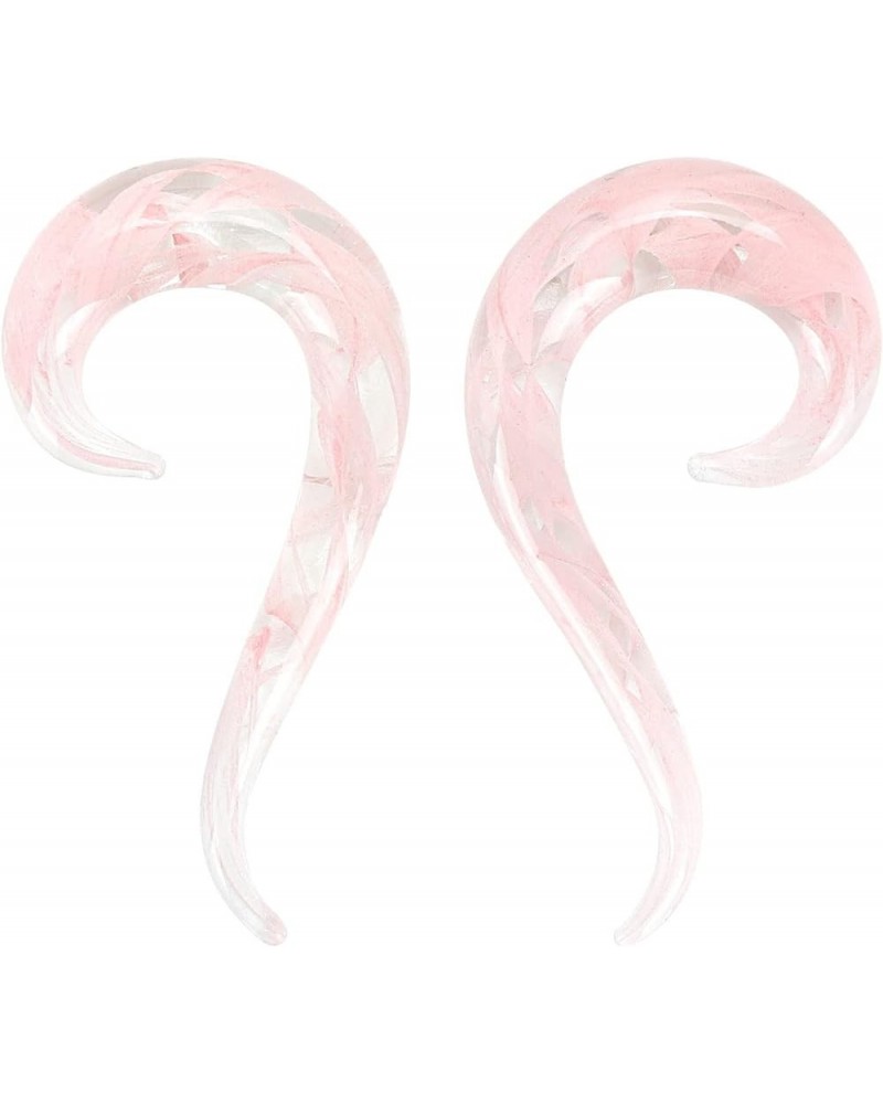 2 PC Glass Ear Tapers Plugs 8G-00G Seahorse Spiral Gauges Piercing Jewelry Set 4G(5mm) Pink $8.63 Body Jewelry