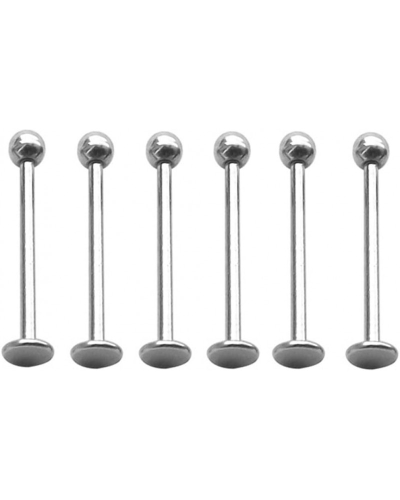 6 Pcs Especially Long 1.2mm Fine Needle Flat Tongue Nails Lips Ring Dimples Cheek Silver rod length 22 mm 3 mm ball $10.83 Bo...