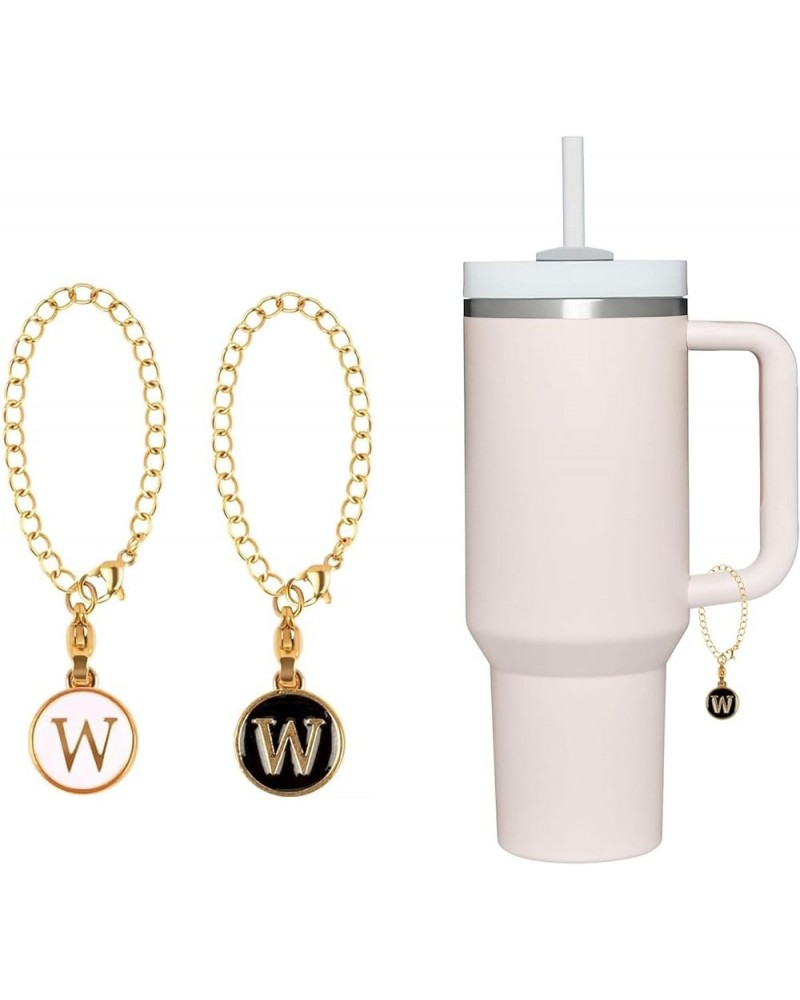 2Pcs Personalized Letter Charm for Stanley Simple Modern Tumbler 40oz with Handle ID Plate Initial Letter Chain Gift for Wome...