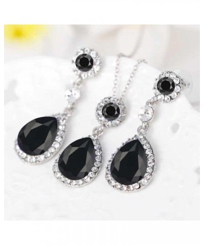 3 PCS Jewelry Set for Women Crystal Pendant Necklace Earring Ring B $10.25 Jewelry Sets