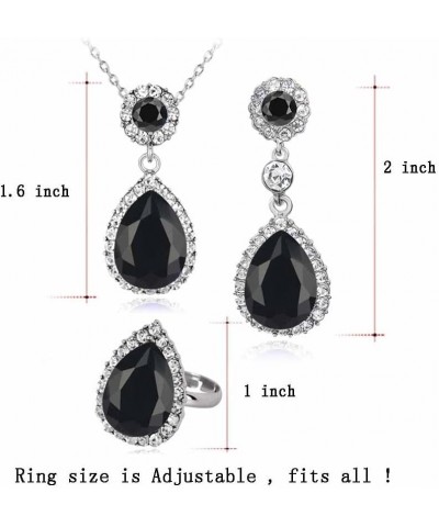 3 PCS Jewelry Set for Women Crystal Pendant Necklace Earring Ring B $10.25 Jewelry Sets