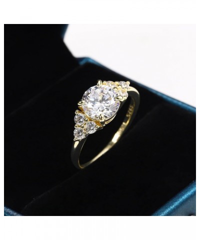 Cluster CZ Engagement Ring for Women, 1.5ct 14K White Yellow Rose Gold Plated Solid S925 Sterling Silver Rings Promise Rings ...