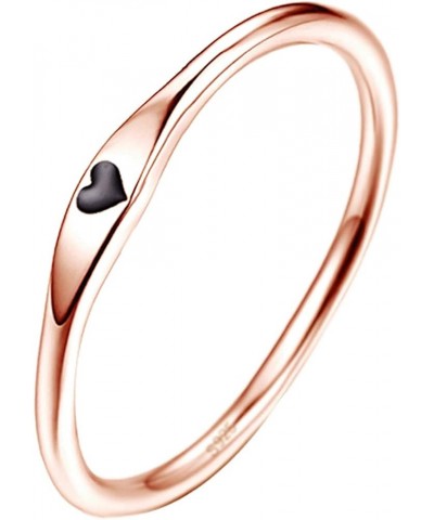 925 Sterling Silver Simple Carve Heart Wedding Band Stackable Promise Ring for Her Size 5-10 8 1 PCS B-Rose Gold-Black $10.59...