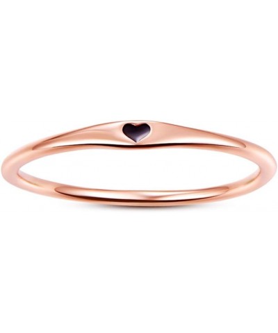 925 Sterling Silver Simple Carve Heart Wedding Band Stackable Promise Ring for Her Size 5-10 8 1 PCS B-Rose Gold-Black $10.59...