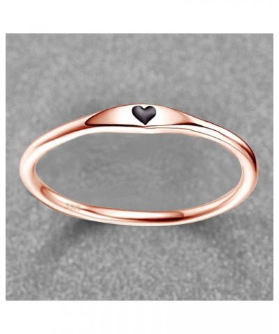 925 Sterling Silver Simple Carve Heart Wedding Band Stackable Promise Ring for Her Size 5-10 8 1 PCS B-Rose Gold-Black $10.59...