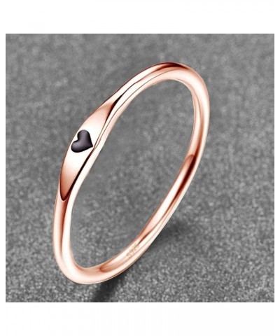 925 Sterling Silver Simple Carve Heart Wedding Band Stackable Promise Ring for Her Size 5-10 8 1 PCS B-Rose Gold-Black $10.59...