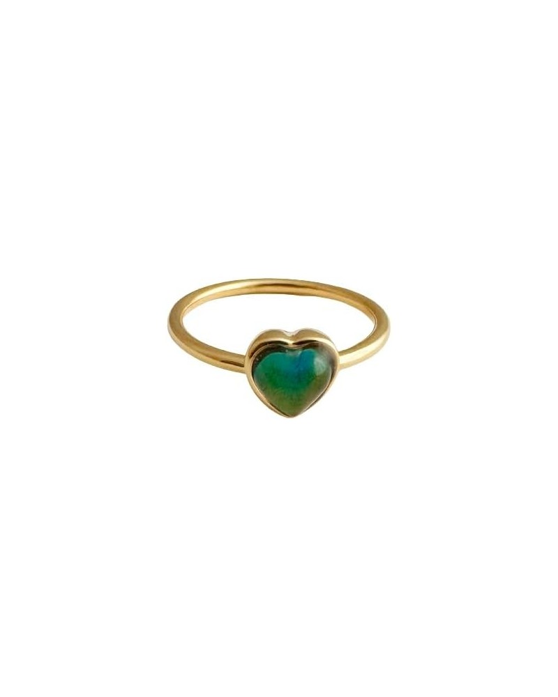 Heart Mini Mood Stone Color Changing Ring | Minimalist Fun Dainty Jewelry Gold 8 $12.37 Rings