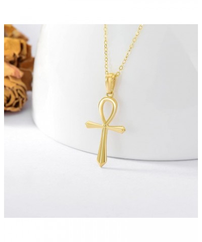 10K/14K Cross Necklace for Women, Solid Gold Jesus/Ankh/Celtic/Orthodox/Sunflower/Ichthys/Crucifix/Armenian/St Bridget/Nail F...