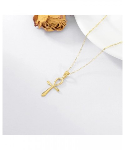 10K/14K Cross Necklace for Women, Solid Gold Jesus/Ankh/Celtic/Orthodox/Sunflower/Ichthys/Crucifix/Armenian/St Bridget/Nail F...