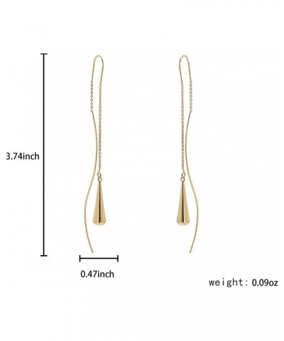 14K Gold Plated Drop Threaded Earrings Pull Through Earrings For Women Long Tassel Earrings Gift For Her (Gold) $8.09 Earrings