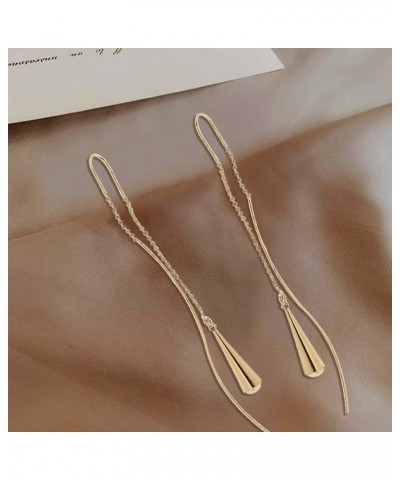 14K Gold Plated Drop Threaded Earrings Pull Through Earrings For Women Long Tassel Earrings Gift For Her (Gold) $8.09 Earrings