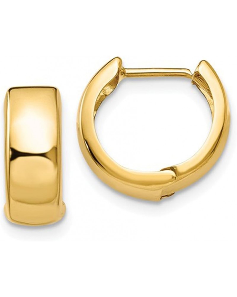 Small 14K Gold Huggie Hinged Hoop Earrings (5mm Wide) Yellow Gold 13mm $51.13 Earrings