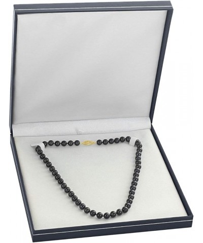 14K Gold 5.5-6.0mm Round Genuine Black Japanese Akoya Saltwater Cultured Pearl Necklace for Women 17.0 Inches Yellow Gold $11...