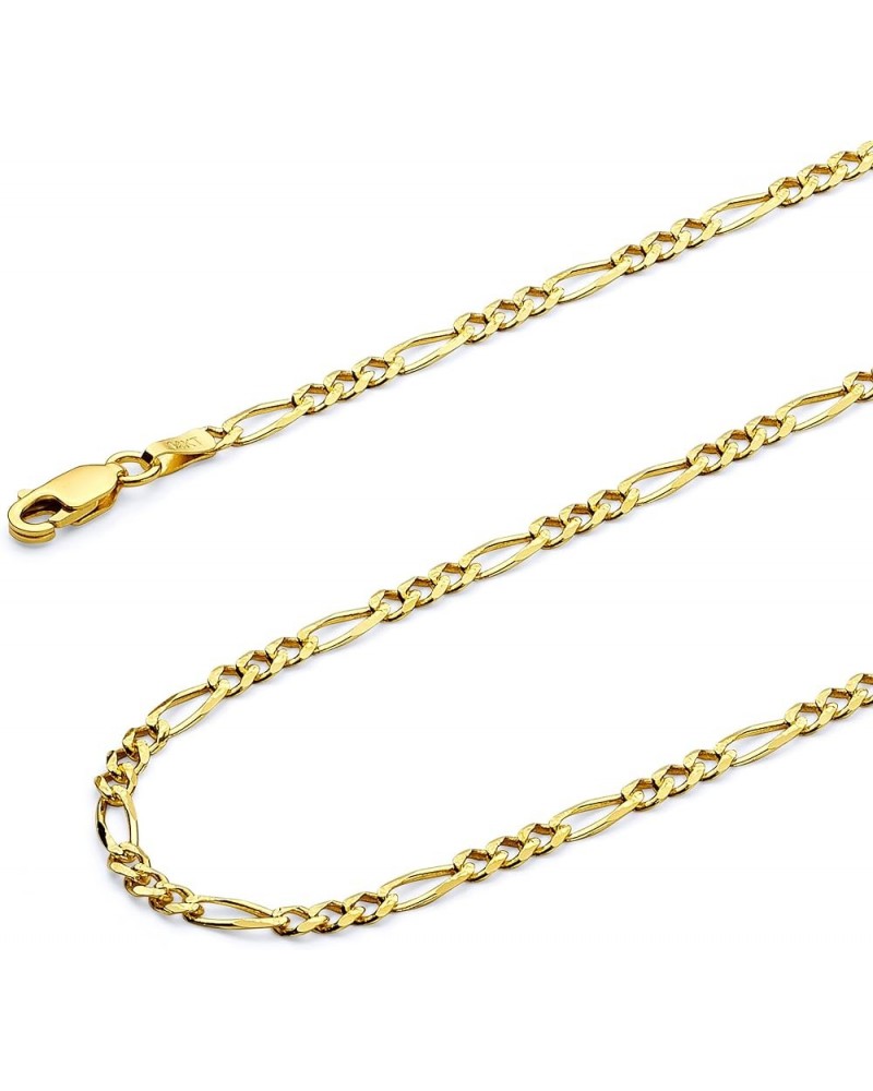 14K Solid Gold Figaro Chains (Select Options) 16 Inches Yellow Gold Pave $221.40 Bracelets