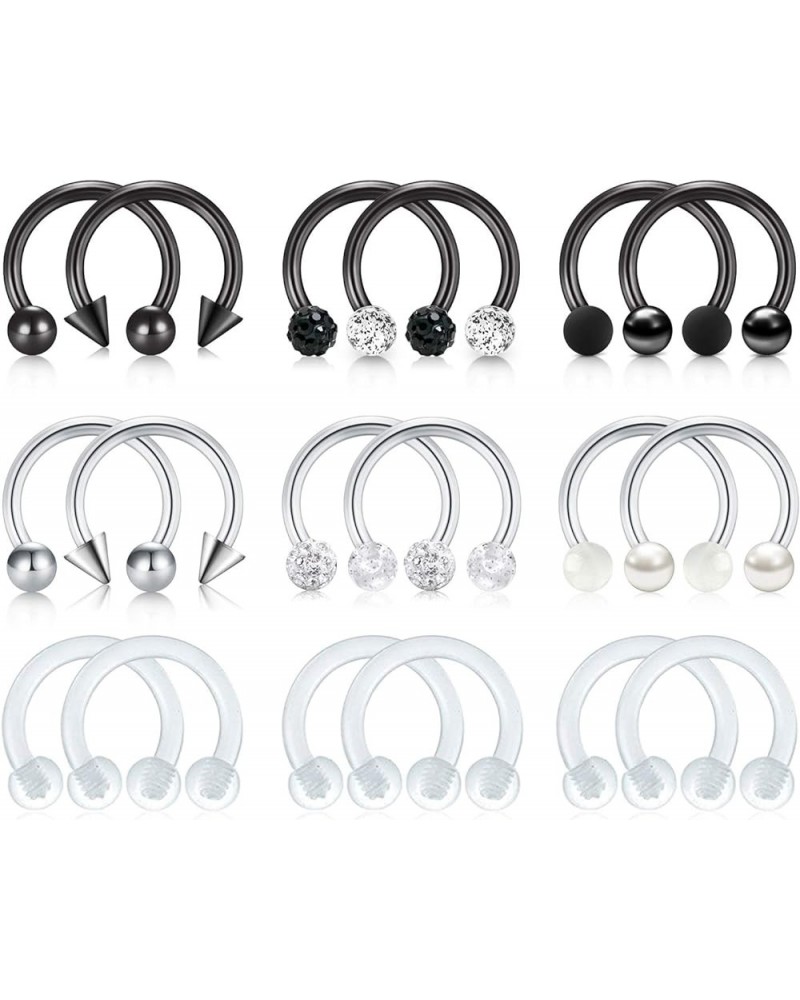 16G Stainless Steel Horseshoe Nose Septum Rings Piercing Jewelry Cartilage Helix Tragus Earring Hoop Lip Horseshoe Piercing R...