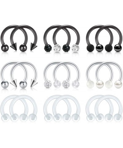 16G Stainless Steel Horseshoe Nose Septum Rings Piercing Jewelry Cartilage Helix Tragus Earring Hoop Lip Horseshoe Piercing R...