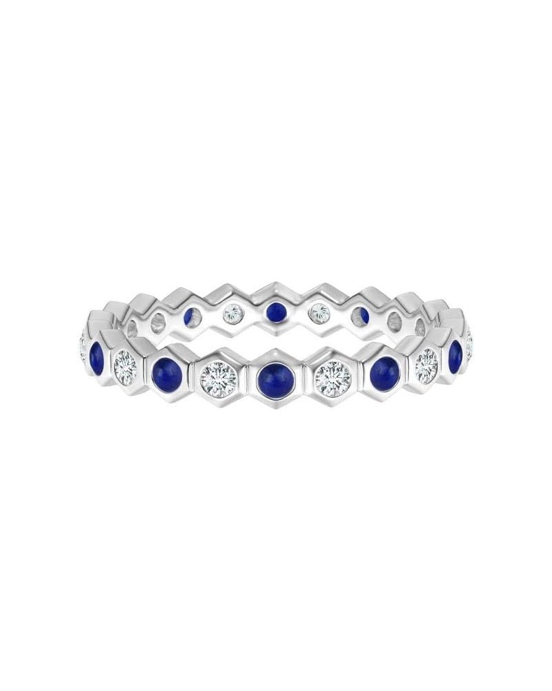 5 MM Hexagonal Round Multi Gemstone 925 Sterling Silver Eternity Wedding Band Lapis $16.31 Rings