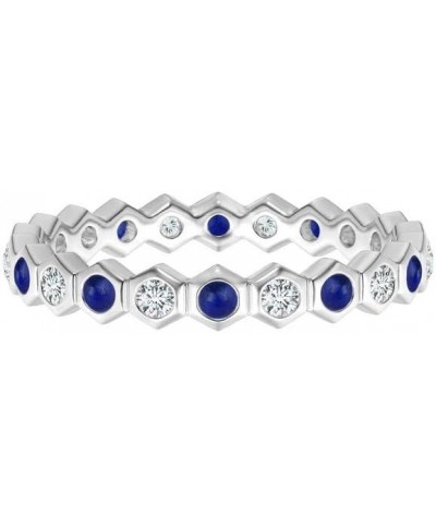 5 MM Hexagonal Round Multi Gemstone 925 Sterling Silver Eternity Wedding Band Lapis $16.31 Rings