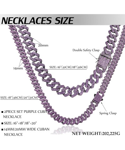 2PCS Clustered Diamond Tennis Chain Miami Cuban Link Chain for Women 15MM Clustered Heart Iced Out Miami Cuban Necklace Hip H...