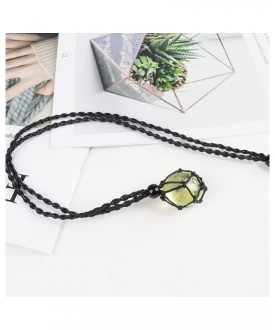 Natural Raw Gemstone Crystal Pendant Necklace Cord Handwoven Necklace Stone Necklace Adjustable Length Suitable for Women and...