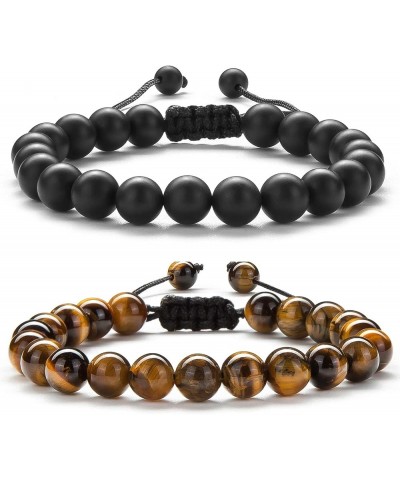 Men Women 8mm Lava Rock Beads Chakra Bracelet Braided Rope Natural Stone Yoga Bracelet Bangle Black and Brown $11.99 Bracelets