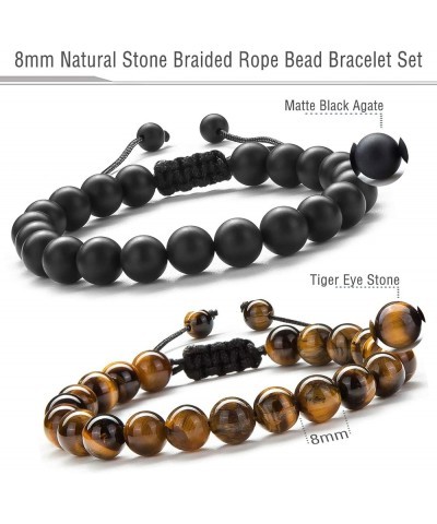 Men Women 8mm Lava Rock Beads Chakra Bracelet Braided Rope Natural Stone Yoga Bracelet Bangle Black and Brown $11.99 Bracelets