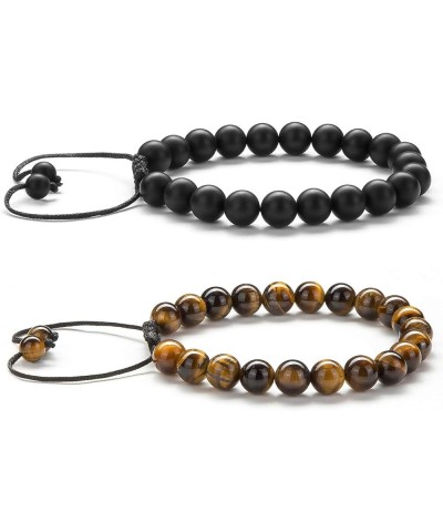 Men Women 8mm Lava Rock Beads Chakra Bracelet Braided Rope Natural Stone Yoga Bracelet Bangle Black and Brown $11.99 Bracelets