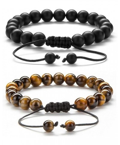 Men Women 8mm Lava Rock Beads Chakra Bracelet Braided Rope Natural Stone Yoga Bracelet Bangle Black and Brown $11.99 Bracelets