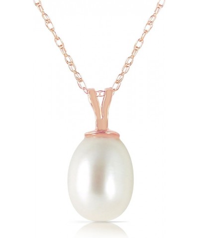 4 Carat 14k Solid Rose Gold Necklace with Freshwater-cultured Pearl Pendant 14.0 Inches $110.70 Necklaces