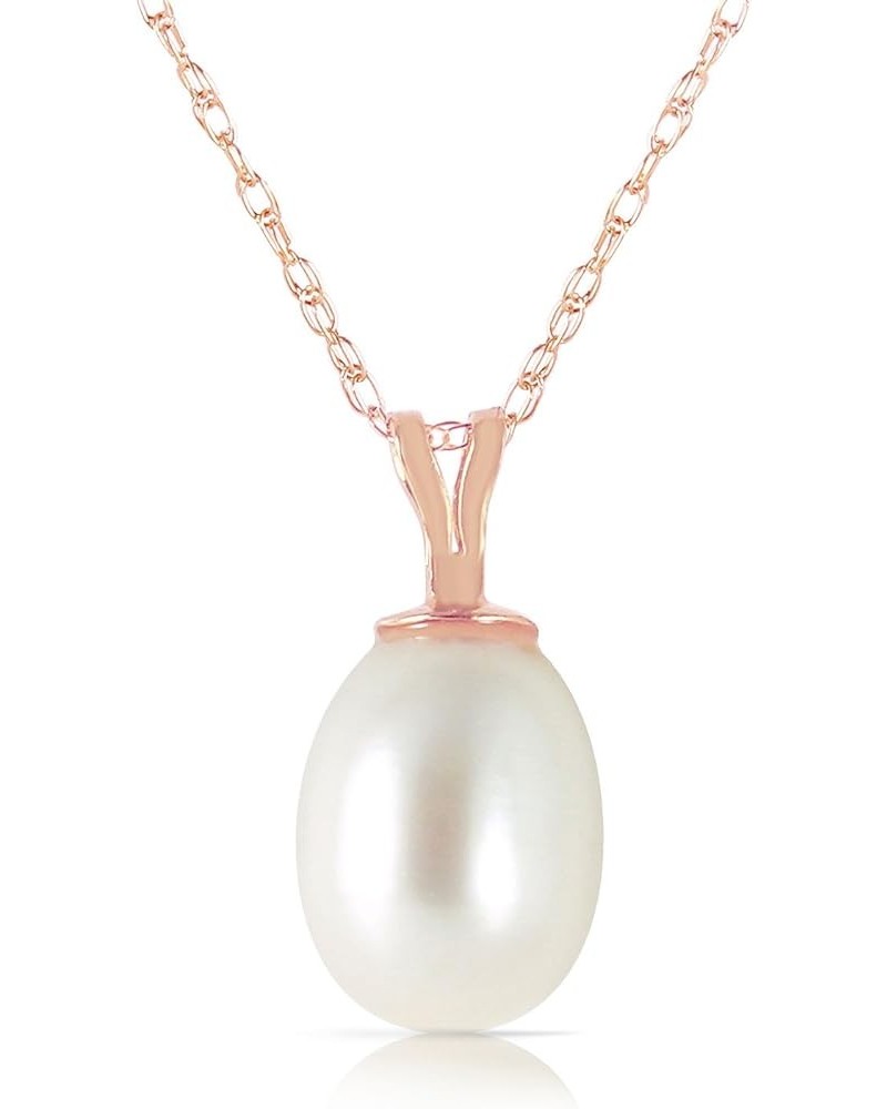 4 Carat 14k Solid Rose Gold Necklace with Freshwater-cultured Pearl Pendant 14.0 Inches $110.70 Necklaces