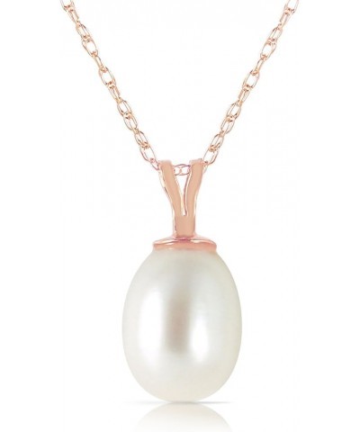 4 Carat 14k Solid Rose Gold Necklace with Freshwater-cultured Pearl Pendant 14.0 Inches $110.70 Necklaces