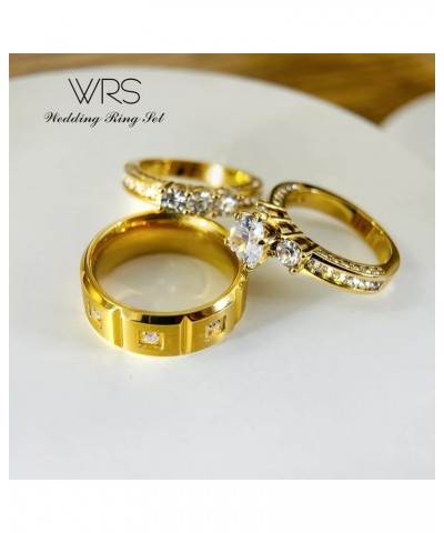 TWO RINGS His Hers Wedding Ring Sets Couples Rings Women's 18k Yellow Gold White CZ Wedding Engagement Ring Bridal Sets & Men...