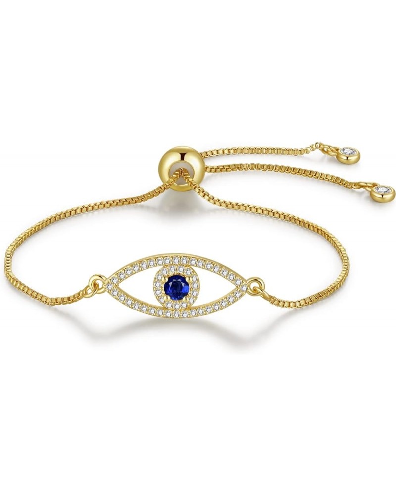 Evil Eye Bracelet for Women Gold Plated Adjustable Cute Chain Tiny Link Bracelet Blue Eye Fashion Jewelry Gift for Teen Girls...