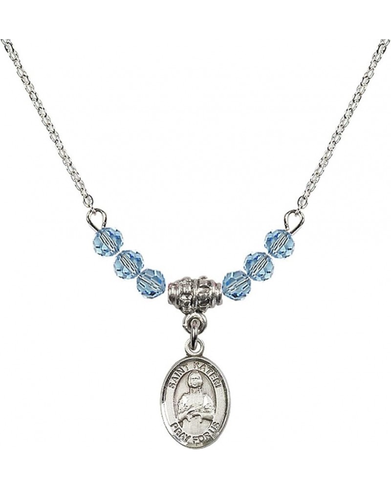 March Birth Month Bead Necklace with Catholic Patron Saint Petite Charm, 18 Inch Saint St Kateri $26.60 Necklaces