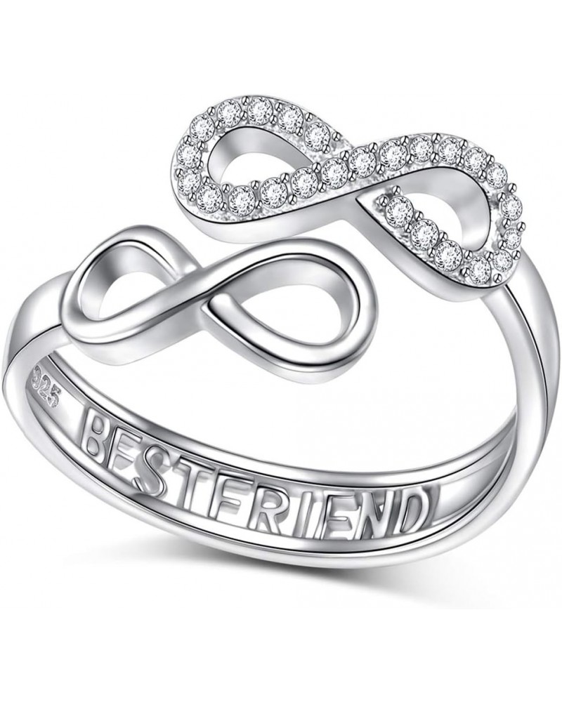 S925 Sterling Silver Best Friend Infinity Ring Adjustable Friendship Jewelry Birthday Gifts for Women Adults Teens Adjustable...