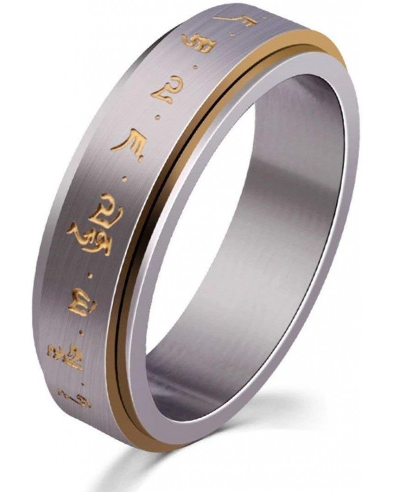 Tibetan Buddha Mantra Titanium Plated Silver Gold Spinner Lucky Ring $11.07 Rings