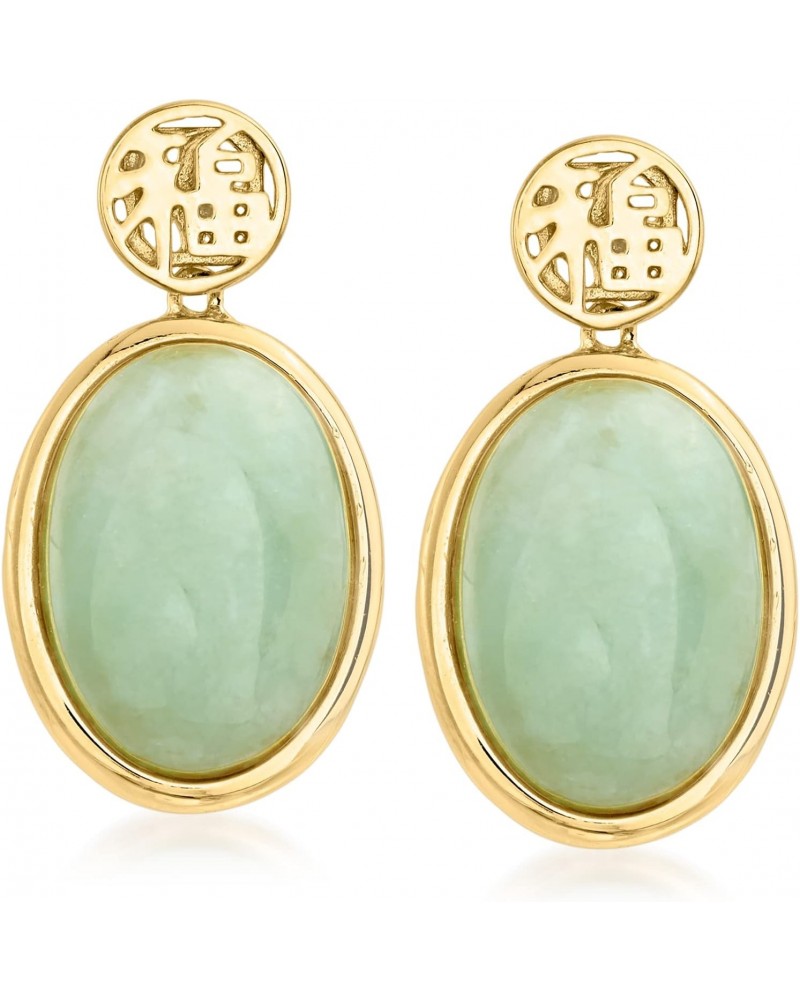 Jade "Good Fortune" Drop Earrings in 18kt Gold Over Sterling $39.98 Earrings