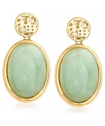 Jade "Good Fortune" Drop Earrings in 18kt Gold Over Sterling $39.98 Earrings